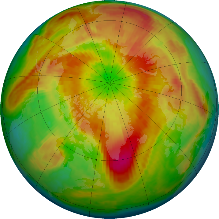 Arctic ozone map for 29 March 2004
